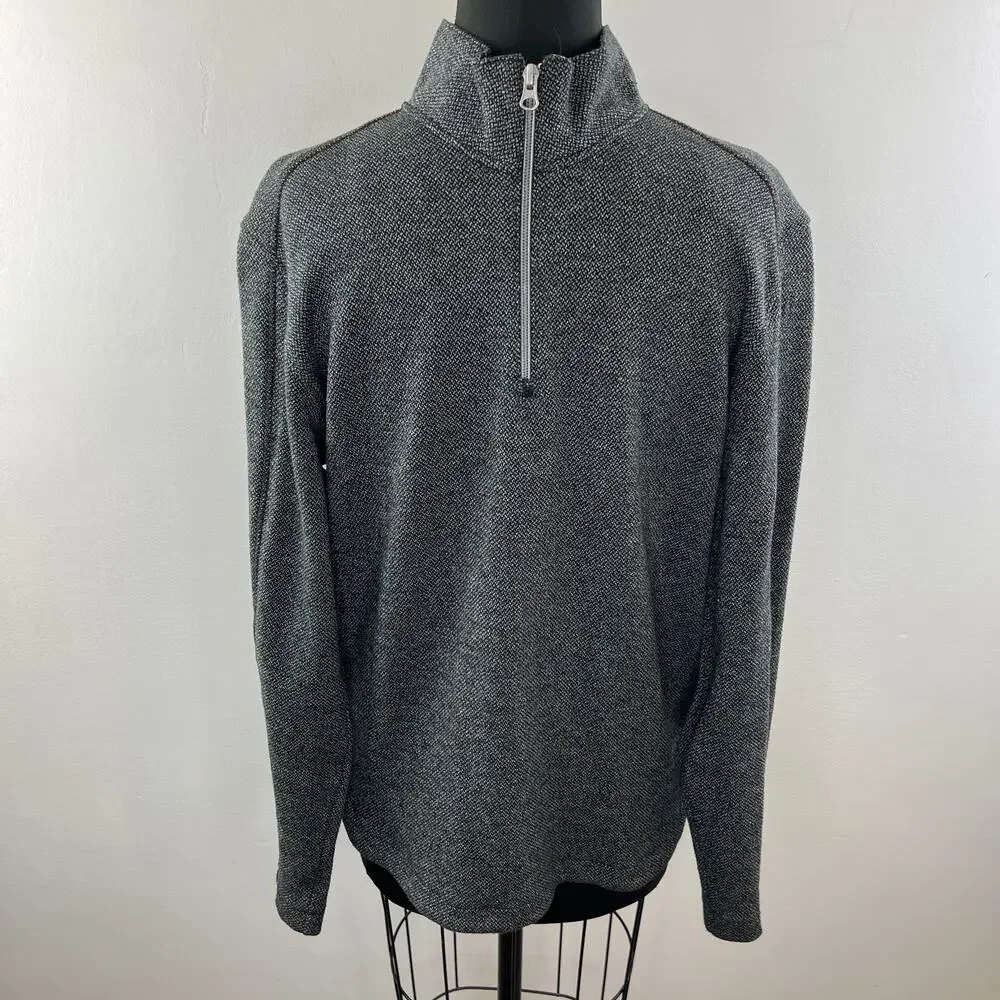 ROBERT GRAHAM Gray Cotton Classic Fit Quarter Zip Pullover Long Sleeve Top Sz M